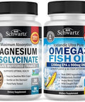 Magnesium Bisglycinate 180 Count + Omega 3 Fish Oil 90 Count Bundle