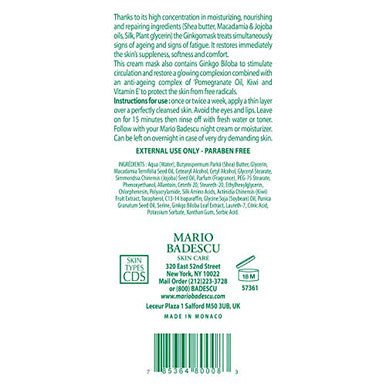 Mario Badescu Ginkgo Mask Hydrating Skin Care Face Mask For Men And Women With Shea Butter And Vitamin E Nourishing Facial Mask For Softer Smoother Radiant Complexion 2.5 Oz