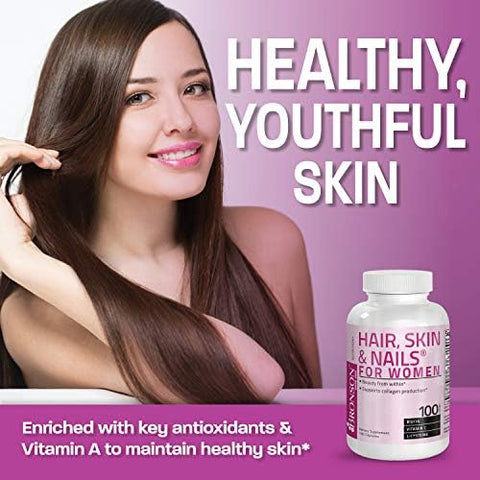 Bronson Hair Skin and Nails with Biotin Extra Strength Vitamin Supplement for Women 100 Capsules