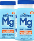 Slowmag Muscle & Heart Magnesium Chloride Supplement With Calcium 180 Count Supports Muscle Relaxation Heart Nerve & Bone Health High Absorption (Pack Of 2)