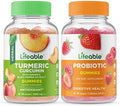 Lifeable Turmeric Curcumin + Probiotic 2 Billion Cfu Gummies Bundle Great Tasting Vitamin Supplement Gluten Gmo Chewable Gummy