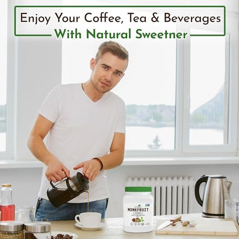 Morning Pep Monk Fruit Sweetener, Classic | White Sugar Substitute 2.5 lb and Morning Pep Monk Fruit Sweetener, golden Sugar Substitute, 2.5 lb