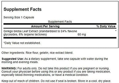 Swanson Ginkgo Biloba Extract 60 Milligrams 30 Capsules (2 Pack)