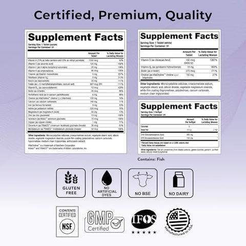 Theralogix Theranatal Lactation Complete Postnatal Vitamin Supplement 13Week Supply Breastfeeding Supplement For Women Nsf 182 Tablets & 91 Softgels