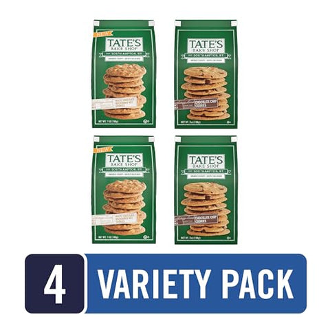 Tate's Bake Shop White Chocolate Macadamia Nut and Chocolate Chip Cookies Variety Pack, 4-7 oz Bags