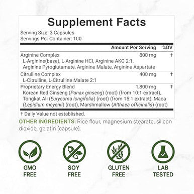 Deal Supplement Nitric Oxide Supplement 300 Capsules 3000Mg