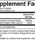 Brieofood Organic Turmeric With Black Pepper 1500Mg, 45 Servings, Vegetarian, Gluten , 90 Vegetarian Tablets