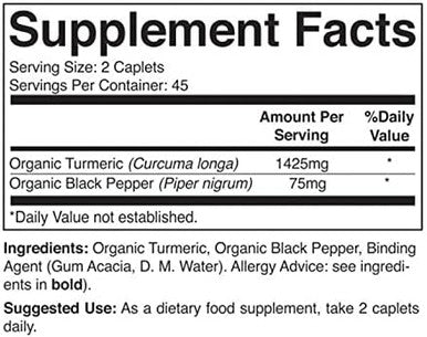 Brieofood Organic Turmeric With Black Pepper 1500Mg, 45 Servings, Vegetarian, Gluten , 90 Vegetarian Tablets