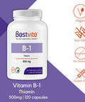 Vitamin B-1 (Thiamin) 500mg (120 Vegetarian Capsules) - No Stearates - Vegan - No Calcium Carbonate - Non GMO - Gluten Free - No Silicon Dioxide