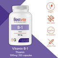 Vitamin B-1 (Thiamin) 500mg (120 Vegetarian Capsules) - No Stearates - Vegan - No Calcium Carbonate - Non GMO - Gluten Free - No Silicon Dioxide
