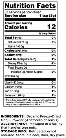 Terrasoul Superfoods Organic Maqui Berry Powder 4 Oz ze-Dried Antioxidant-Rich Superfood for Smoothies Desserts and Immune Support