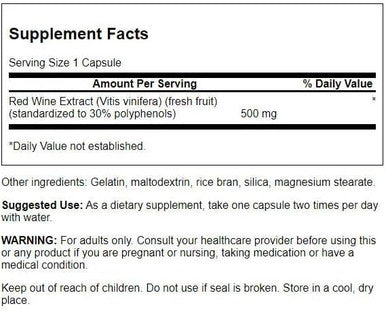 Swanson Red Wine Extract 500 Milligrams 90 Capsules