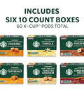 Starbucks K-Cup Coffee Pods, Flavored Hot or Iced Coffee, Variety Pack, 60 Keurig Pods