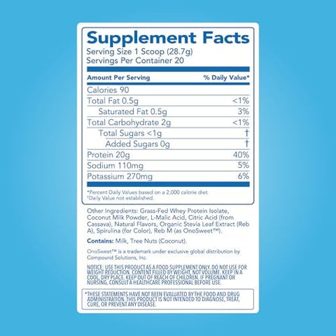 Clean Simple Eats Clear Protein Drinks 20G Grass Fed Whey Protein Isolate Ultra Filtered Light & Refreshing Beverage Low Lactose No Artificial Ingredients Blue Bahama Flavor 20 Servings