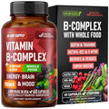 Nutraharmony Vitamin B Complex - B1 B2 B3 B5 B6 Biotin B12 5-Mthf - Astragalus & Whole Food Blend - Energy Metabolism & Brain - Vitamins B For Women & Men - Made In Usa - 60 Capsules 60 Days Supply
