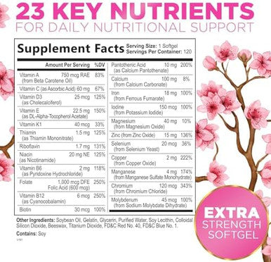 Multivitamin For Women With Iron - Daily Vitamins For Women'S Immune Support And Overall Health - Womens Complete Daily Multivitamin With Vitamin A, B, C, D, E, Calcium And Magnesium - 120 Softgels