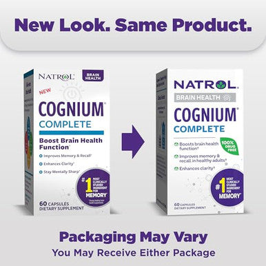Natrol Cognium Complete Dietary Supplement For Brain Health Brain Health Supplements For Adults 60 Capsules 30 Day Supply