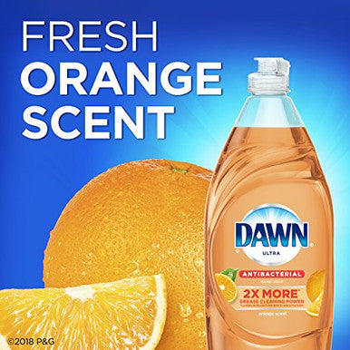 Dawn Ultra Antibacterial Hand Soap Dishwashing Liquid Dish Soap Orange 19.4 Oz (Packaging May Vary)