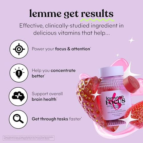 Lemme Matcha & Focus Bundle Superfood Energy Gummies B12 Green Tea Coq10 Cognizin Citicoline Focus & Brain Health Gluten-Free Variety Pack Of 2