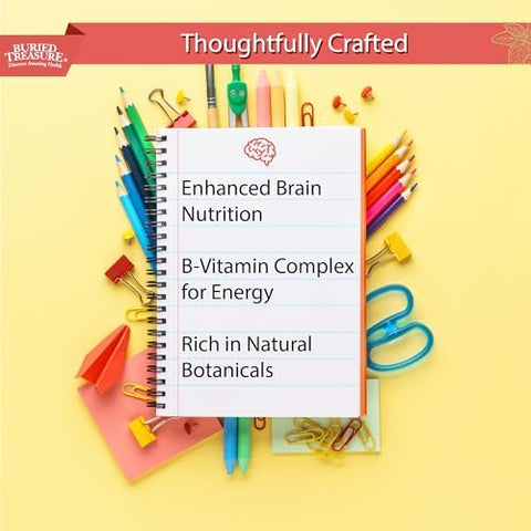 Buried Treasure Added Attention Children's Learning Support with GABA DHA Vitamin B and Herbal Blend Aid Healthy Brain Functions Improved ShortTerm Auditory Memory Focus and Behavior 16.54 oz