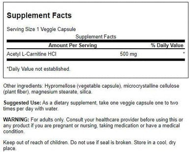 Swanson Acetyl L-Carnitine 500 mg 100 Caps by Premium