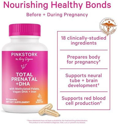 Pink Stork First Trimester Essentials Supplement Bundle Total Prenatal Vitamin + Dha And B6 Ginger Electrolyte Capsule For Morning Sickness Pregnancy Must Have