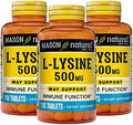 Mason Natural Llysine 500 Mg With Calcium Improved Immune Function Enhanced Nutrient Absorption Essential Amino Acid 100 Tablets (Pack Of 3)