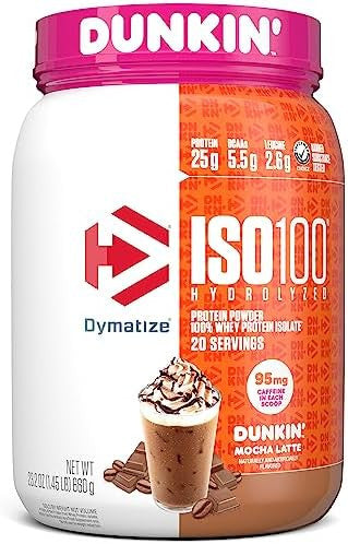 Dymatize Iso100 Hydrolyzed Protein Powder & Iso100 Hydrolyzed Protein Powder In Dunkin' Mocha Latte Flavor