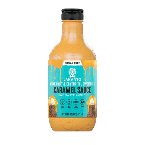 Lakanto Sugar Free Caramel Sauce - Perfect Topping for Brownies, Ice Cream, Milkshake, Smoothies, Coffee, Desserts, Monk Fruit Sweetener with Erythritol, Low Carb, Vegan, Keto Friendly (16 Fl Oz)