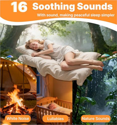Hmusic Portable White Noise Machine With Voice Recording - 16 Soothing Sounds Sleep Machine 20-60H Battery 3-Level Night Light | 3 Timers Sleep Aid For Adults & Babies