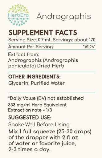 Andrographis B120 Alcohol-Free Herbal Extract Tincture, Super-Concentrated Made with Andrographis (Fah talai jone, Chuan Xin Lian, Andrographis paniculata) 4 fl oz