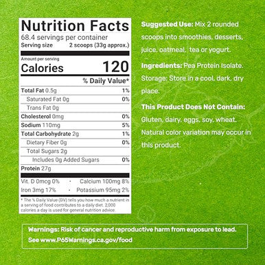 Deal Supplement Unflavored Pea Protein Powder 5Lbs 27G