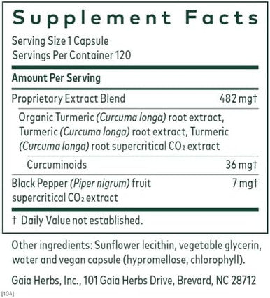 Gaia Herbs Pro Curcuma Supreme Nfkb Formula Immune Support Supplement Contains Turmeric Extract & Black Pepper Extract 120 Liquid Phytocaps