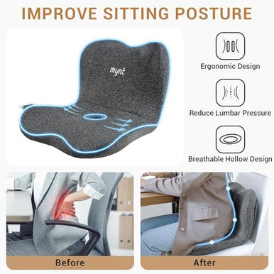 Mynt Lower Back Massager Shiatsu Hip Massager Lumbar Rolling Massage Seat Cushion With Heat Foldable Ergonomic Support Cushion For Home Office Help Improve Sitting Posture s For Mom