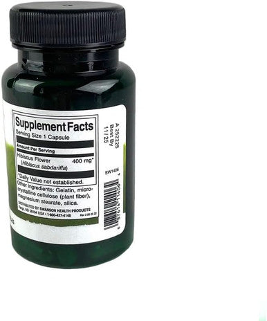 Swanson Full-Spectrum Hibiscus Flower - Herbal Supplement - Natural Formula w/Bioactive Compounds - (60 Capsules 400mg Each)
