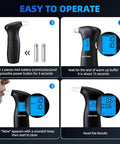 Lyraaxis BreathalyzerProfessional-Grade Breathalyzers For Alcohol With 12 Replaceable MouthpiecesHigh-Accuracy Portable Alcohol Breathalyzer Tester For Personal Home & Travel Use