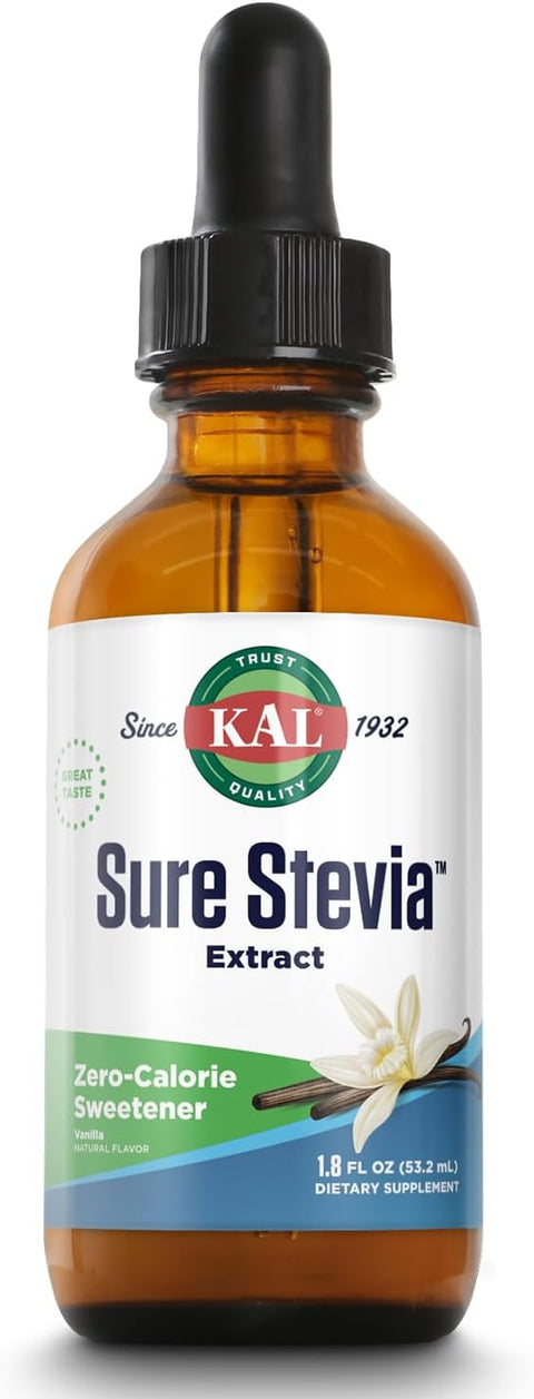 KAL Sure Stevia Liquid Extract 2 oz BestTasting Zero Calorie Low Glycemic For Baking & Adding to Beverages 385 Servings