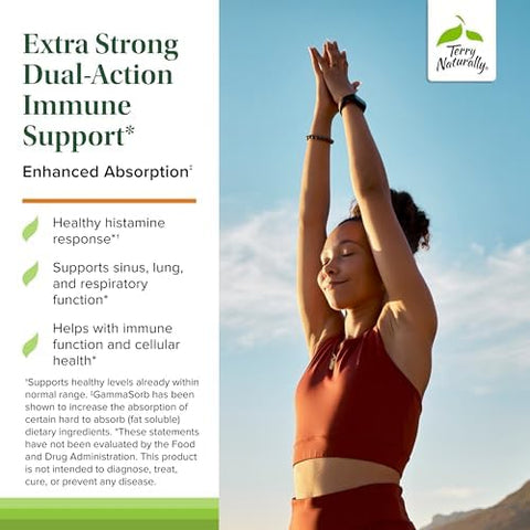 Terry Naturally Quercetin with Vitamin C Enhanced Absorption Quercetin Supplement for Immune Support and Cellular Health Respiratory Supplement for Sinus and Lung Health 60 Capsules