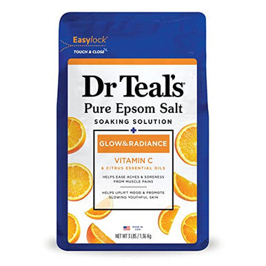 Dr Teal'S Pure Epsom Salt SoakSleep Blend With MelatoninLavender & Chamomile Essential Oils & Salt Soak With Pure Epsom SaltGlow & Radiance With Vitamin C & Citrus Essential Oils