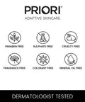 PRIORI Skincare Gentle Face Cleanser with Lactic Acid, Vitamins A, C, E Intense Hydration Light Exfoliation Women and Men All Skin Types Fragrance Free Dermatologist Tested 6 fl oz
