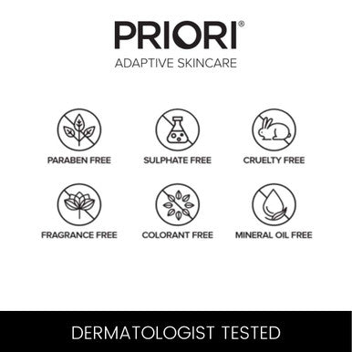 PRIORI Skincare Gentle Face Cleanser with Lactic Acid, Vitamins A, C, E Intense Hydration Light Exfoliation Women and Men All Skin Types Fragrance Free Dermatologist Tested 6 fl oz