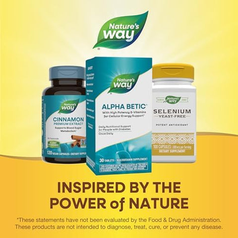 NatureS Way Alpha Betic Diabetic Multivitamin For Daily Nutritional Support With BVitamins For Energy Metabolism Support Alpha Lipoic Acid Taurine Lutein 30 Tablets
