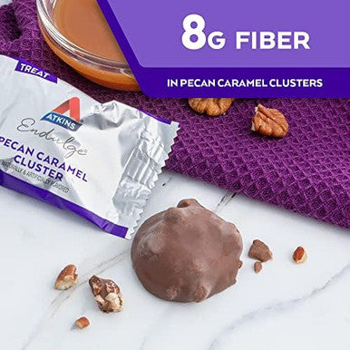 Atkins Pecan Caramel Clusters 60 Count Caramel Chocolate Nut Roll Snack Bar 16 Count