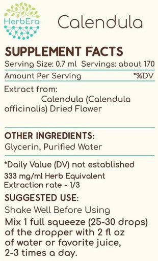 Calendula B120 Alcohol-Free Herbal Extract Tincture, Concentrated Liquid Drops Natural Calendula (Calendula Officinalis) Dried Flower (4 fl oz)