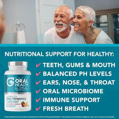 Great Oral Health Advanced Oral Probiotics For Mouth With Blis K12 M18 (Strawberry Vanilla) & Orarestore Tooth & Gum Oil Bad Breath Treatment For Adults Halitosis 2-In 1 Bundle