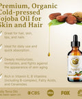 Bella Terra Oils - Organic Jojoba Oil 4Oz - Cold-Pressed Excellence Non-Comedogenic Bathed In Vitamin C & E For Those Seeking The Best Oils For Skin