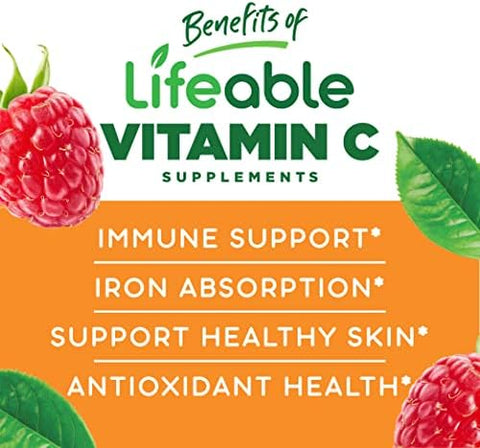 Lifeable Sugar Vitamin C For Kids " 250 Mg " Great Tasting Natural Flavor Gummy Supplement " Vegetarian Gmo Chewable Vitamin " For Immune Support " For Children " 90 Gummies