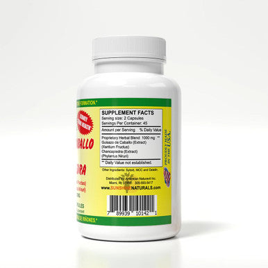 Sunshine Naturals Chanca Piedra With Guisazo De Caballo Traditional Stone Breaker Herb 90 Capsules 1000 Mg