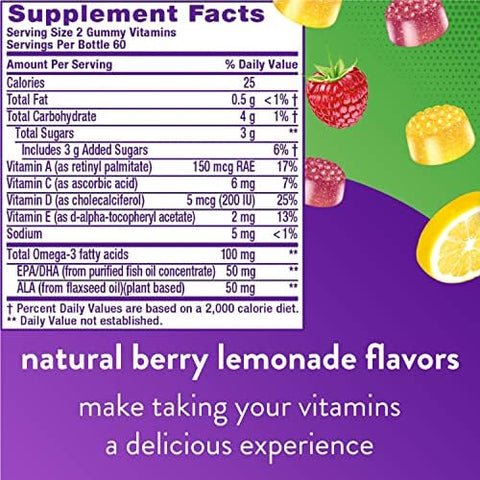 Viactiv Calcium Chews and Vitafusion Omega3 Gummy Vitamins Bundle 60 Calcium Chews for Bone Health + 120 Omega3 Gummies for Heart Health
