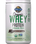 Garden of Life Certified Organic Grass Fed Whey Protein Powder - Chocolate, 12 Servings - 21g California Grass Fed Protein plus Probiotics, Non-GMO, Gluten Free, rBST & rBGH Free, Humane Certified